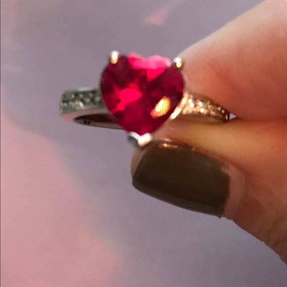 Beautiful Ring/Composite Ruby/Faux Diamond Accents - Picture 1 of 6